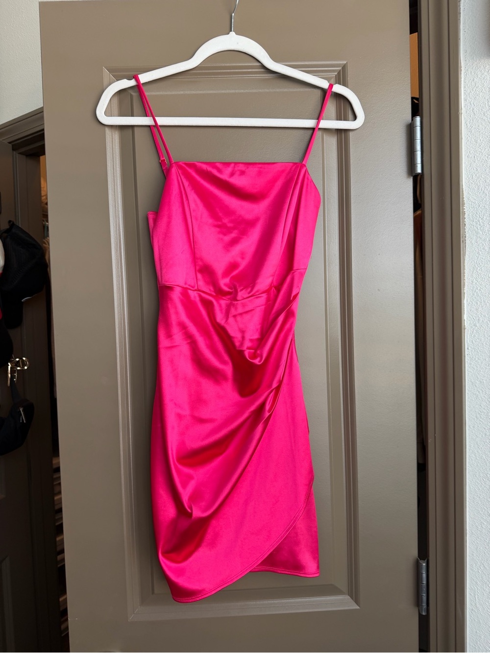 Emerald Sundae Hot Pink Satin Mini Dress